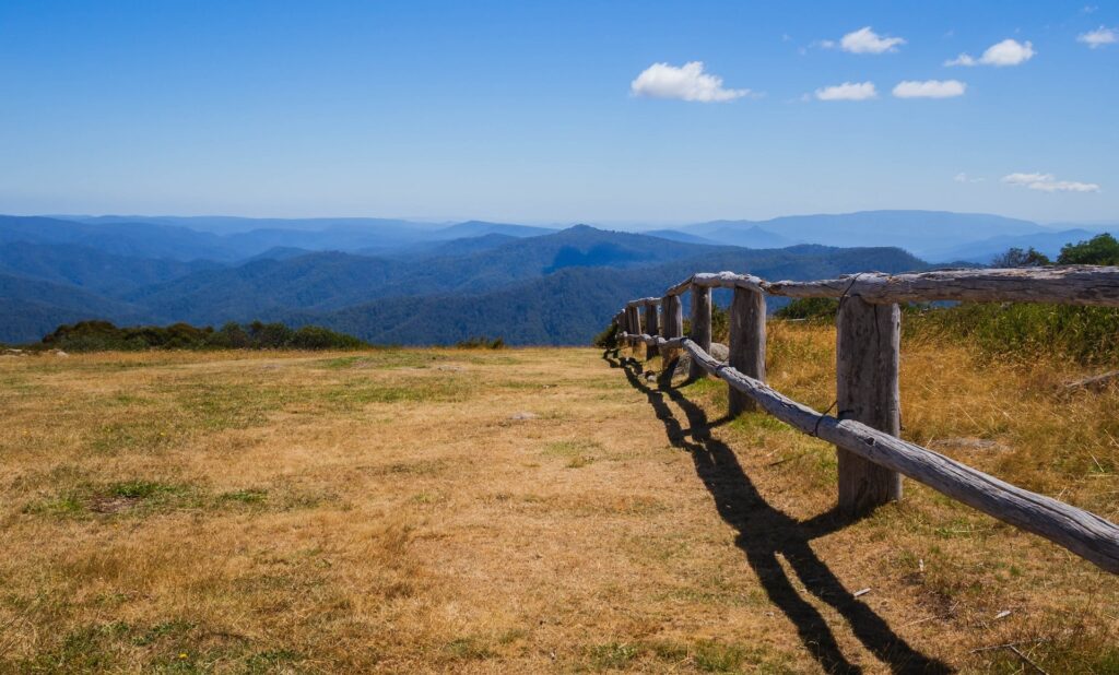 A panoramic view of the mountains at Craigs Hut, Mount Buller, Australia