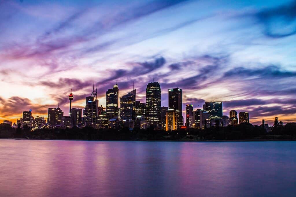 sydney skyline taken at dusk