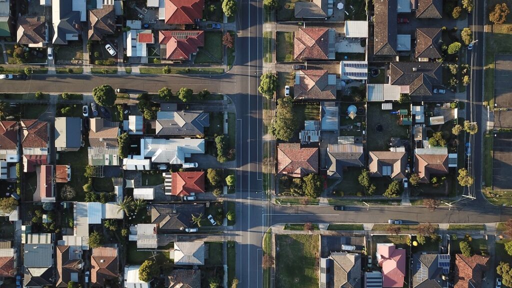 a bird's eye view of a suburb in melbourne, australia