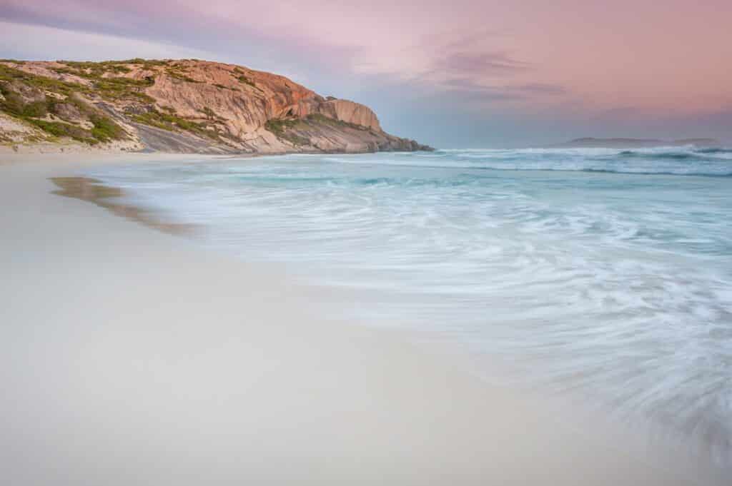 pink sunset at the west beach along the twilight beach road in western australia