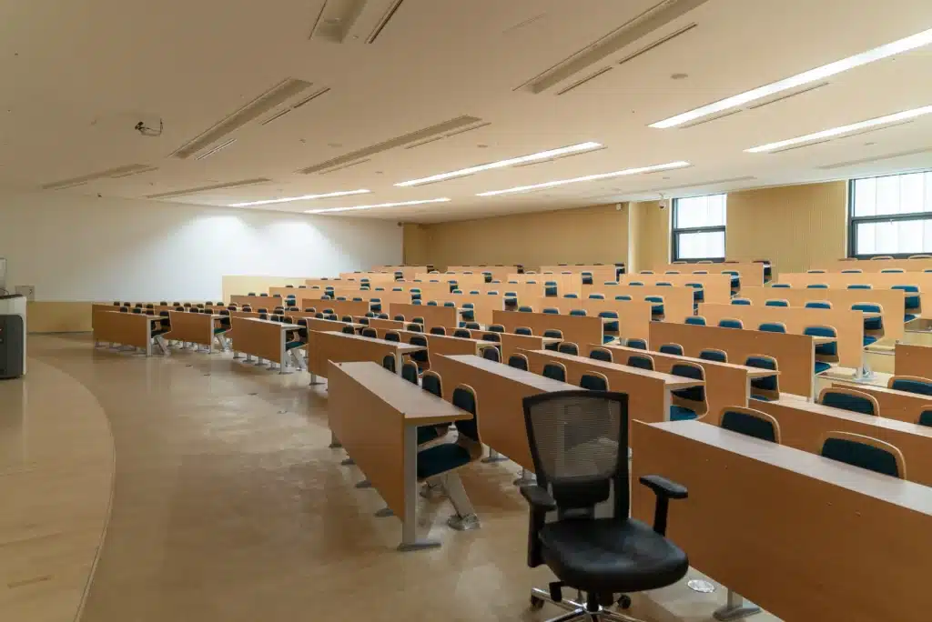 an empty classroom representing the concept of tax deductions for teachers