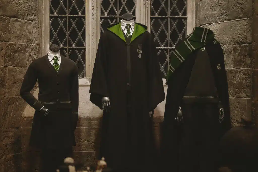 The uniforms worn by the protagonists in Harry Potter representing the concept of uniform cleaning tax deductions.