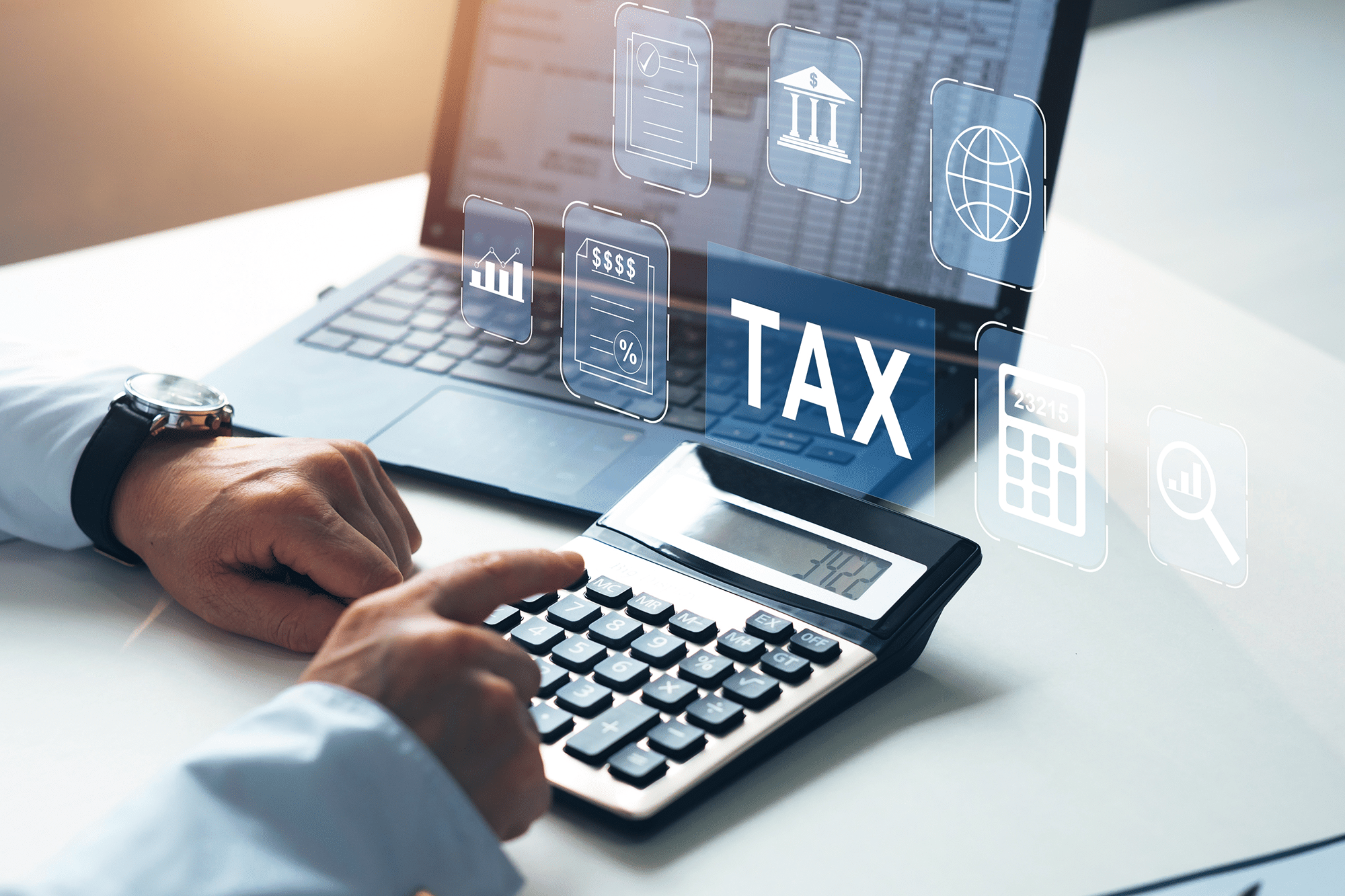 Financial research,government taxes and calculation tax return concept. Tax time concept.