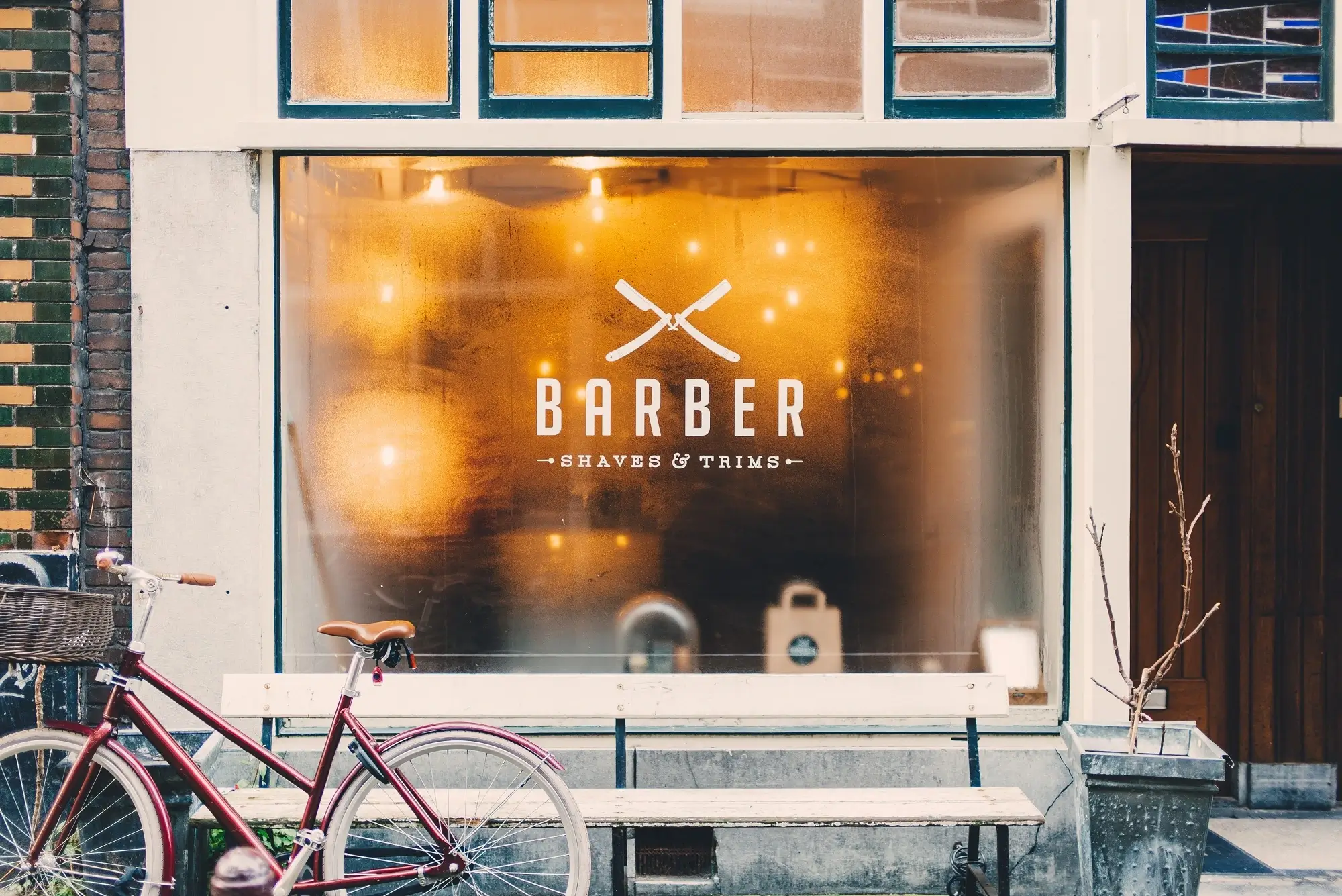 A barbershop storefront.