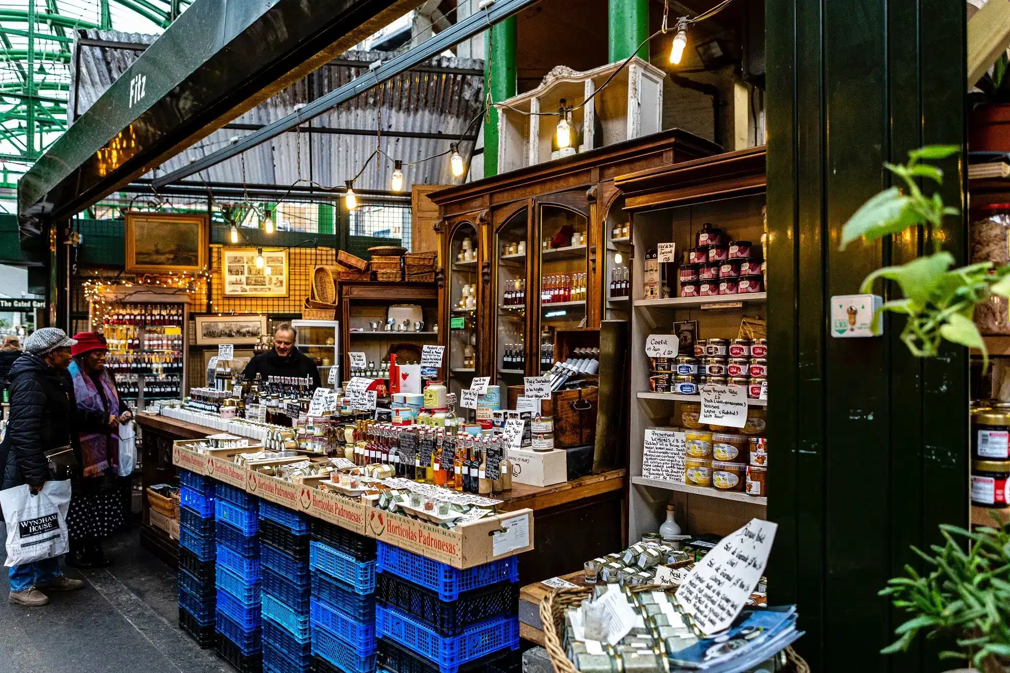 Shops, food and produce in the colorful Borough Market, Southwark, Southbank, London, England, representing the concept of non commercial losses.