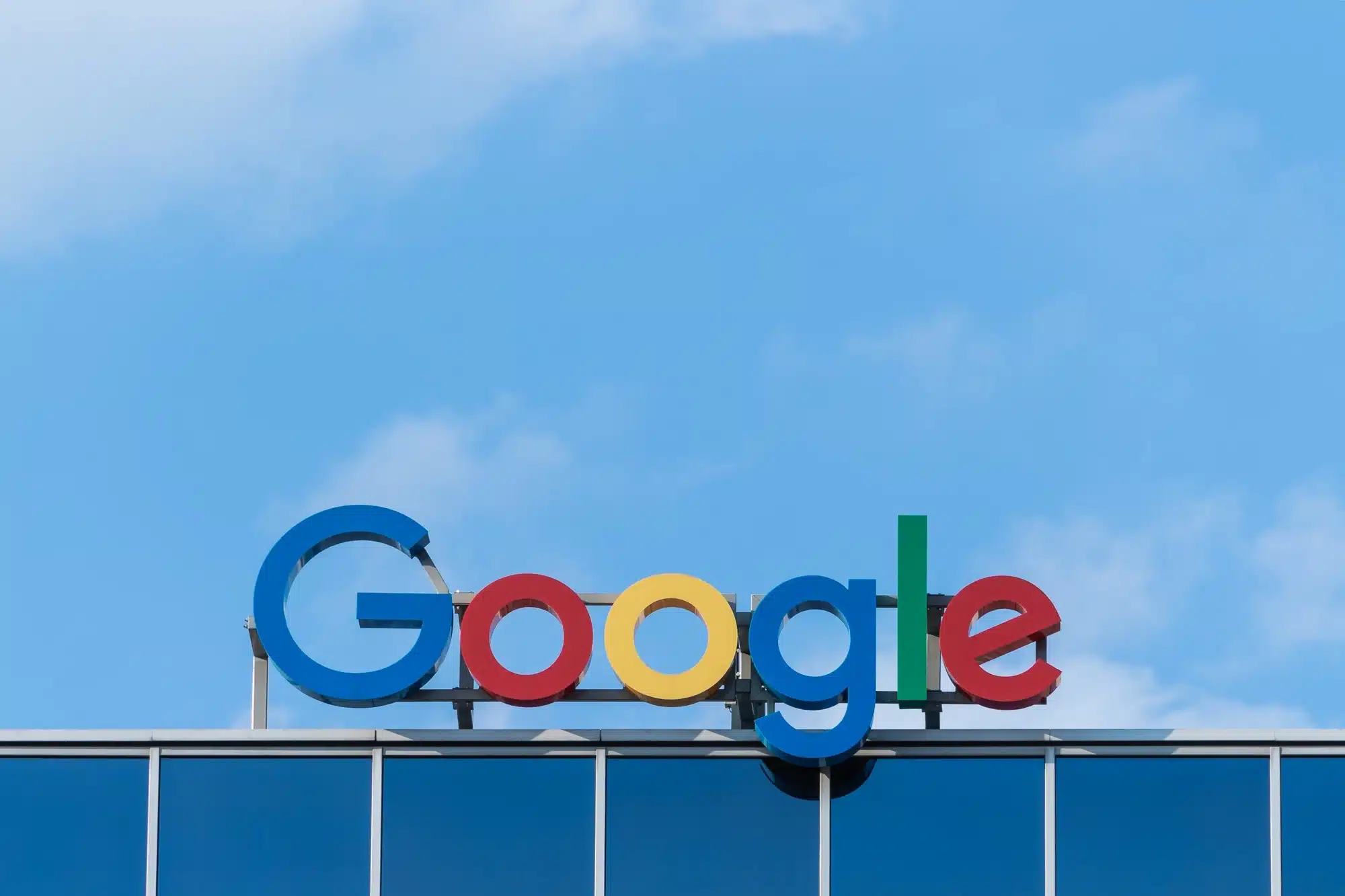 A closeup of a Google logo at headquarters, representing the concept of pty ltd company.
